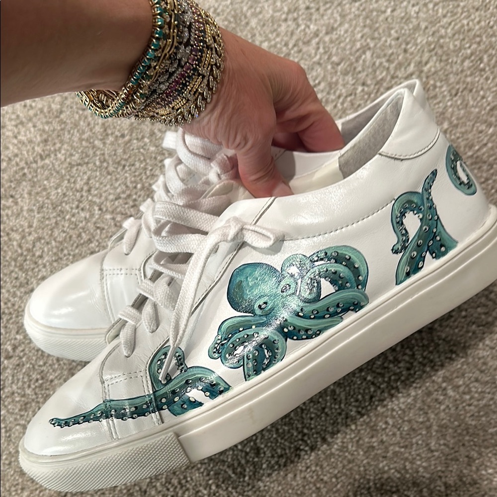 Alepel White Octopus Sneakers